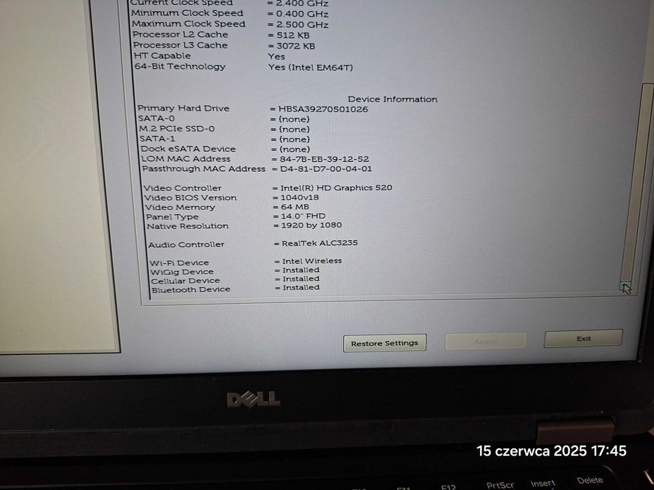 Notebook DELL Latitude E5470