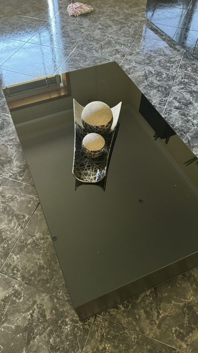 Mesa de Centro Moderna - Preto Brilho c/ Gaveta Forrada
