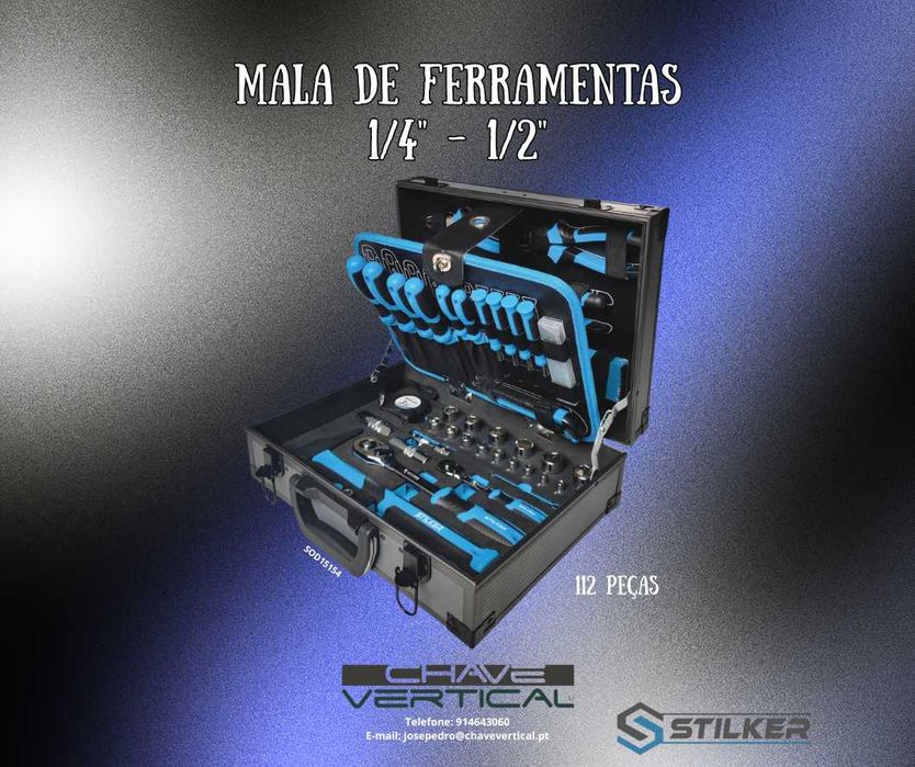 Mala de Ferramentas com 112 Peças de ¼” e ½” STILKER  JR19