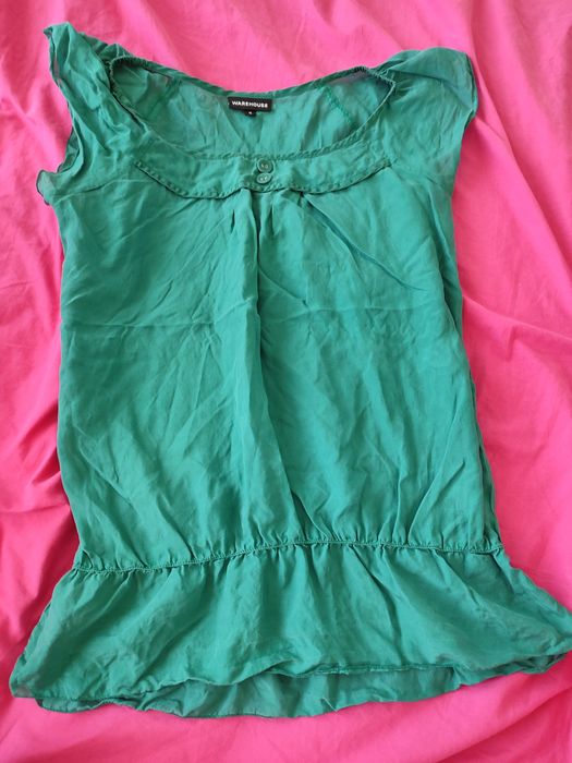 100% jedwabna bluzka- zielona