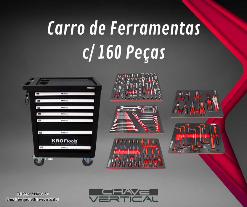 Carro de Ferramentas c/ 160 Pcs. KROFTOOLS     JR19