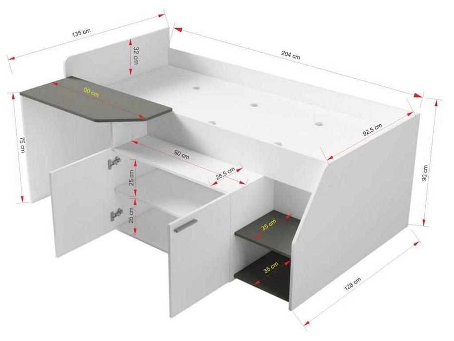 Łóżko z biurkiem, multi 38
