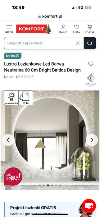 Lustro łazienkowe podświetlane