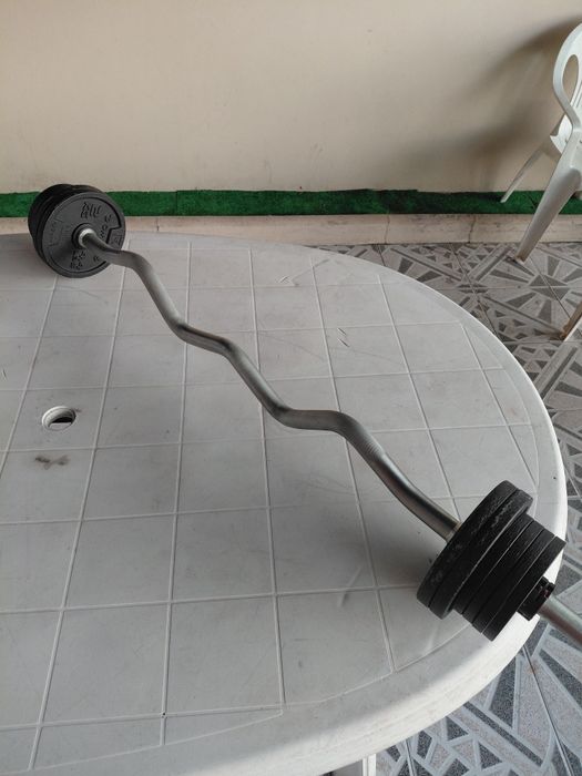 Kit Musculaçao 20kg mais Barra W com presilhas