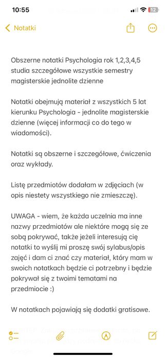 Obszerne notatki Psychologia całe 5 lat studia magisterskie dzienne