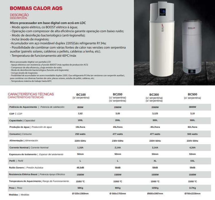 Bomba de calor AQS Água quente sanitária 300 l. Preço já com iva