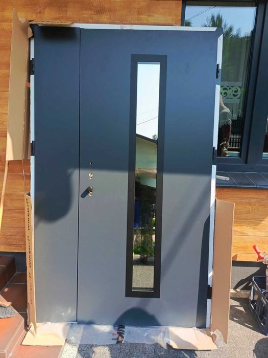 Drzwi zewnętrzne Wikęd dwuskrzydłowe Premium Termo Antracyt