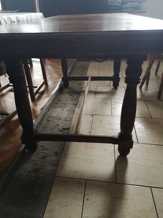 Stół dębowy solidny, 6 krzeseł