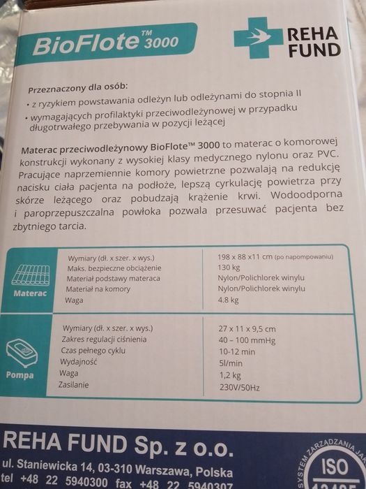 Materac przeciwodleżynowy.