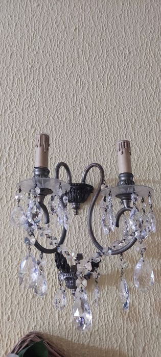 2 candeeiros de parede de cristal rústico em ótimo estado