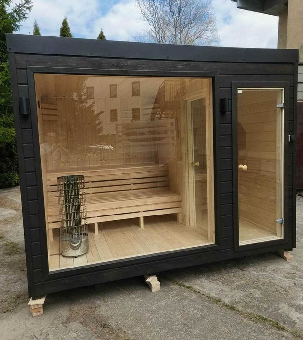 Sauna Ogrodowa Olaya 5 3,2x2,3m Witryna + Piec + Ocieplona