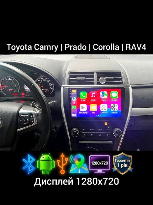 Магнитола Android Toyota Camry Prado Corolla RAV4 | GPS Bluetooth USB