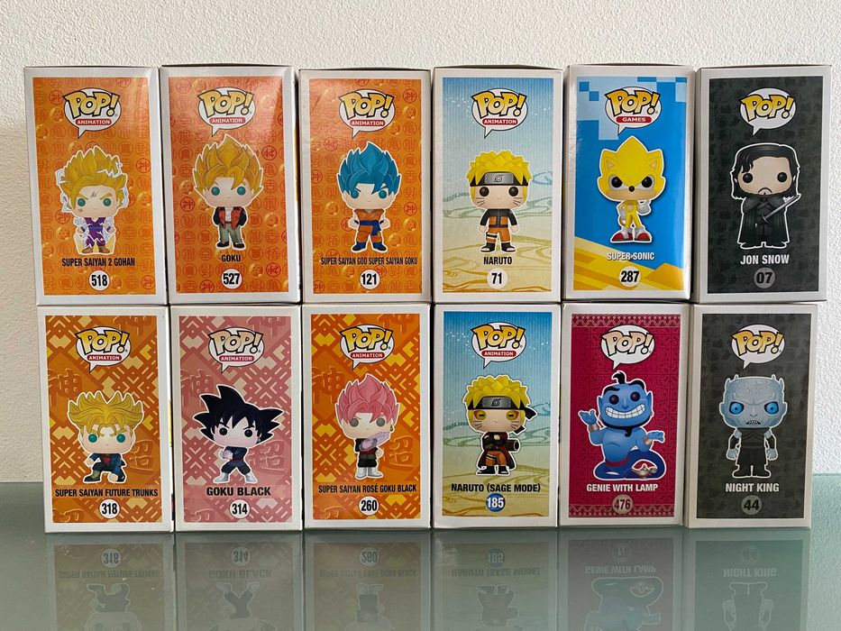 Funko Pops Dragon Ball, Naruto, Game of Thrones, Sonic e Aladdin