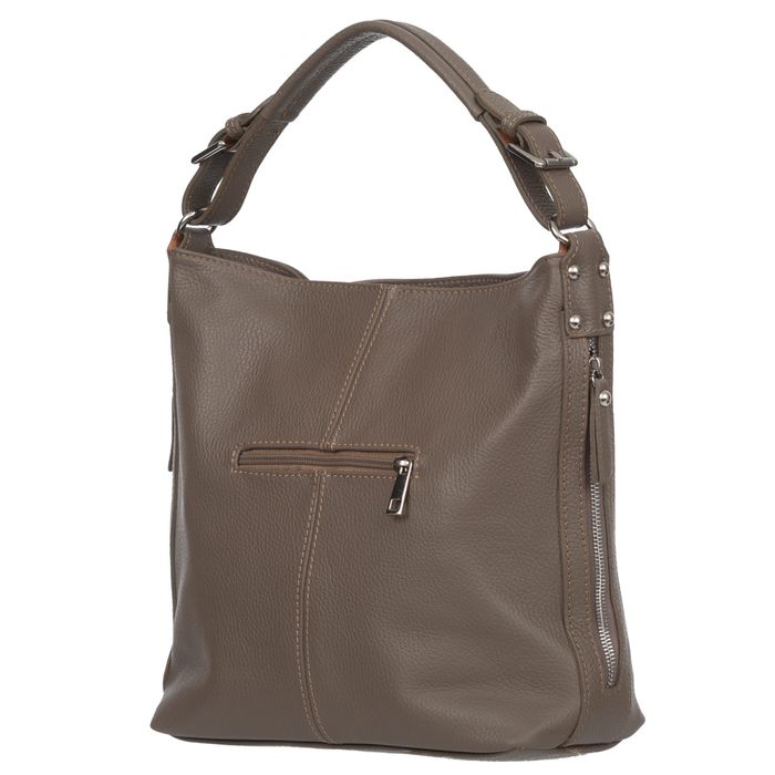 VERA PELLE torebka skórzana elegancka worek z paskiem V566 camel