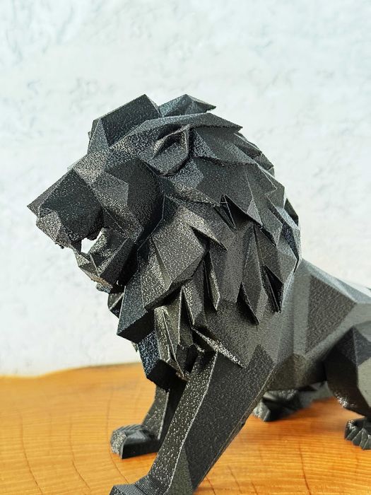 Lew Low Poly-Druk 3D, figurka, dekoracja, ozdoba w nowoczesnym stylu