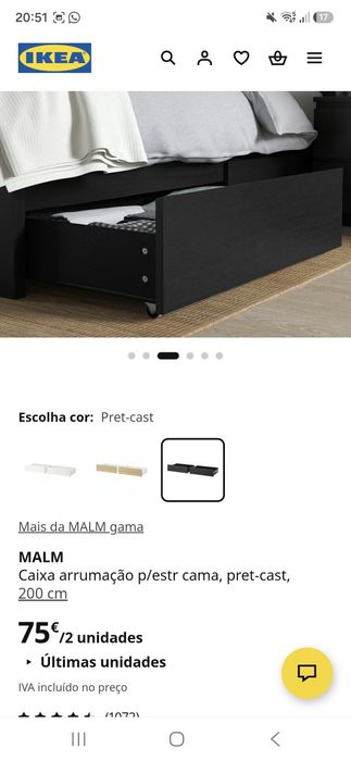 Gavetas cama Malm IKEA