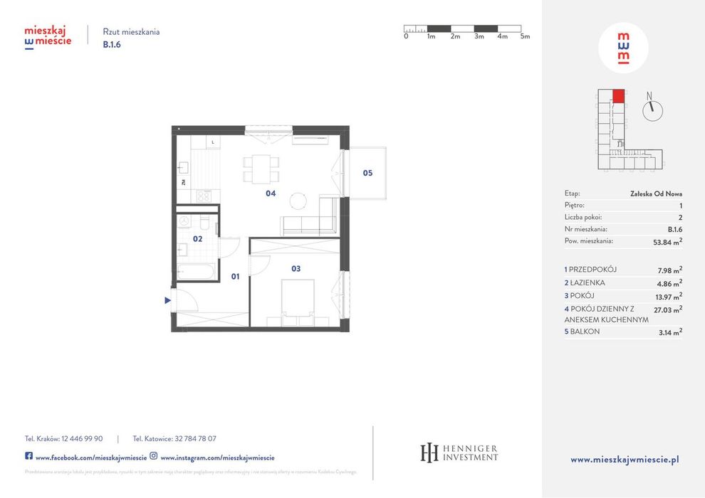 2-pokojowe mieszkanie 53 m² + balkon Bezpośrednio - View 4
