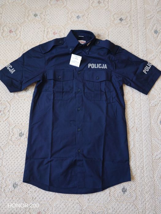 Koszula POLICJA z krótkim rękawem granatowa