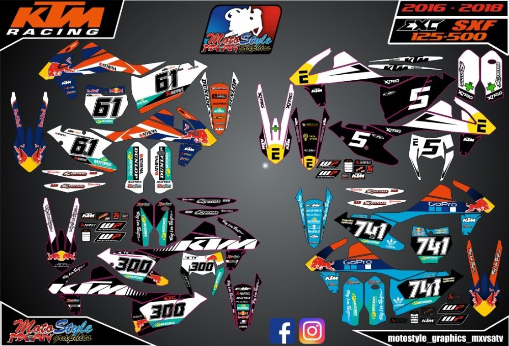 Оригинальные толстые наклейки мото KTM SXF EXC YAMAHA YZF HONDA CRF KX