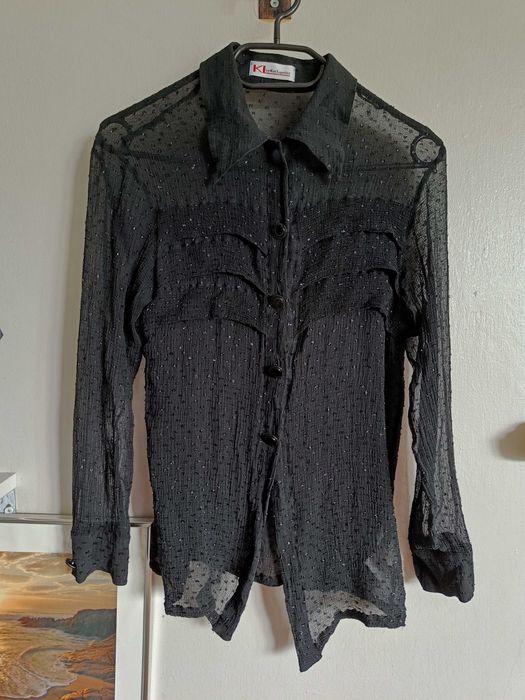 Karl Lagerfeld jedwabna błyszcząca koszula vintage XS