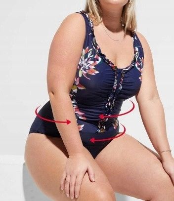 B.P.C kostium kąpielowy granatowy w kwiaty 48.