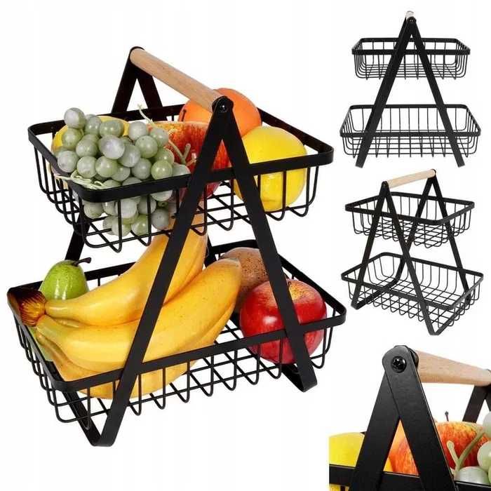 KOSZ NA OWOCE Piętrowy 2-Poziomowy Koszyk Metalowy Loft Organizer