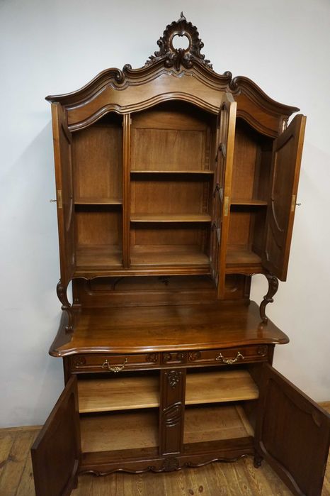 STARY KREDENS ludwik rocaille mahoń z przeszkleniem