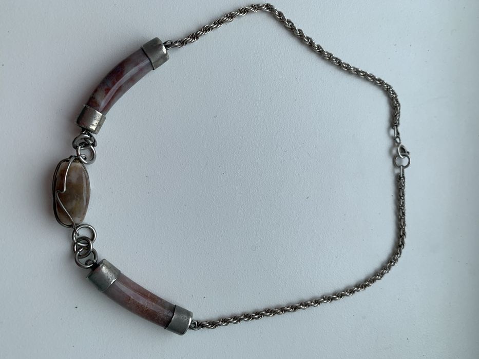 Срібне колʼє з натуральним камінням, буси, підвіска