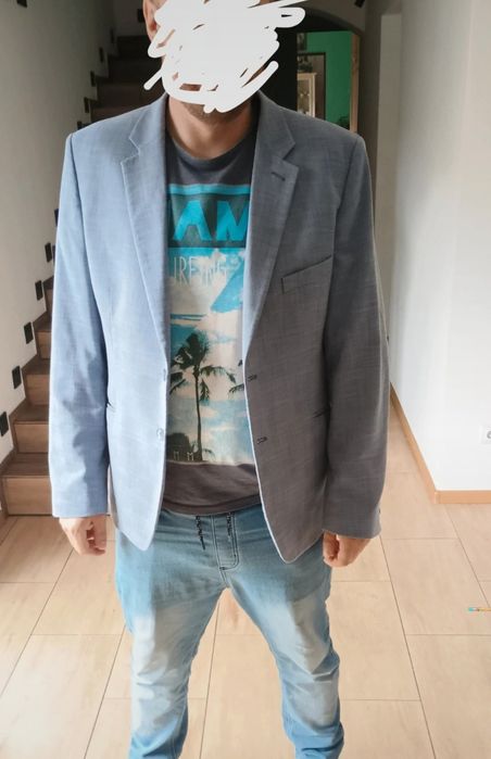 Marynarka męska w kratkę stylowa elegancka i lekka