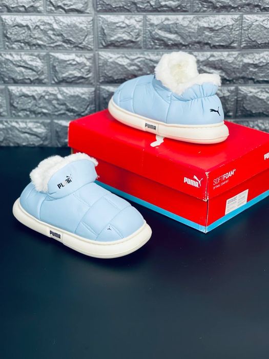 Кожаные Дутики пума / сноубутсы пума, тапки на меху, ботинки Puma