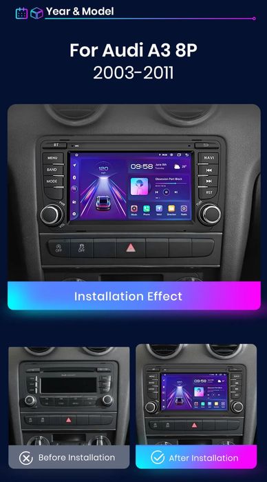 Rádio android Auto e Carplay Audi A3 8P S3 RS3 DSP GPS 2/32GB SELADO
