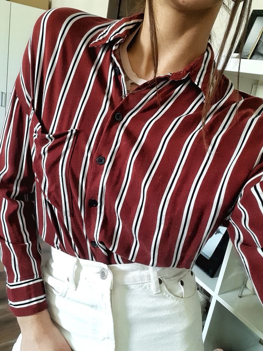 Bordowa koszula w paski