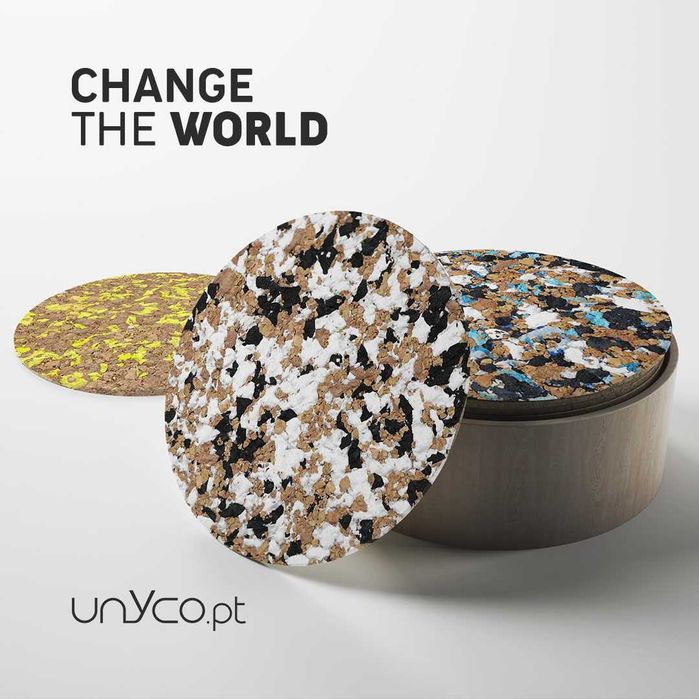 Base para copos de cortiça reciclada redonda Cork Color Unyco Pack25