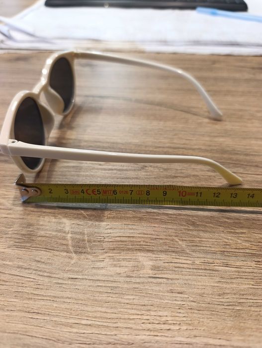 Okulary przeciwsłoneczne damskie ecru okrągłe retro vintage nowe