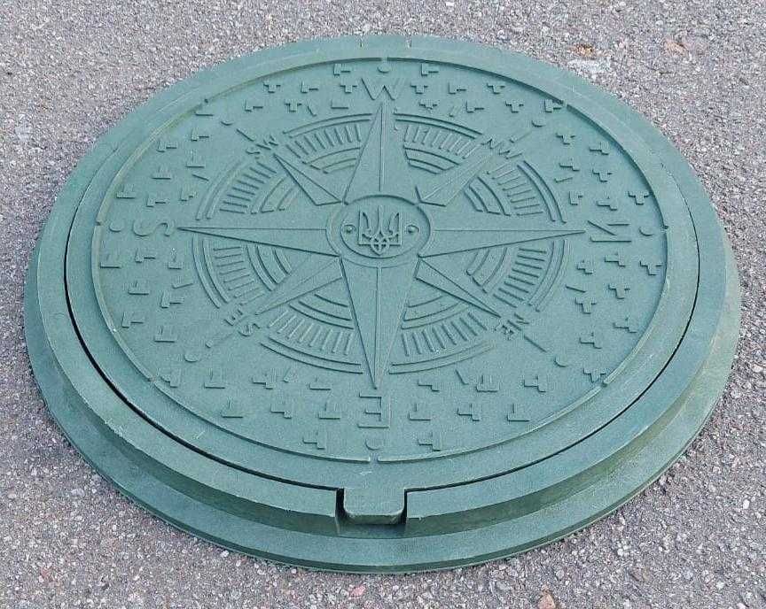 Люк садовий патріотичний "Герб УКРАЇНИ" зелений