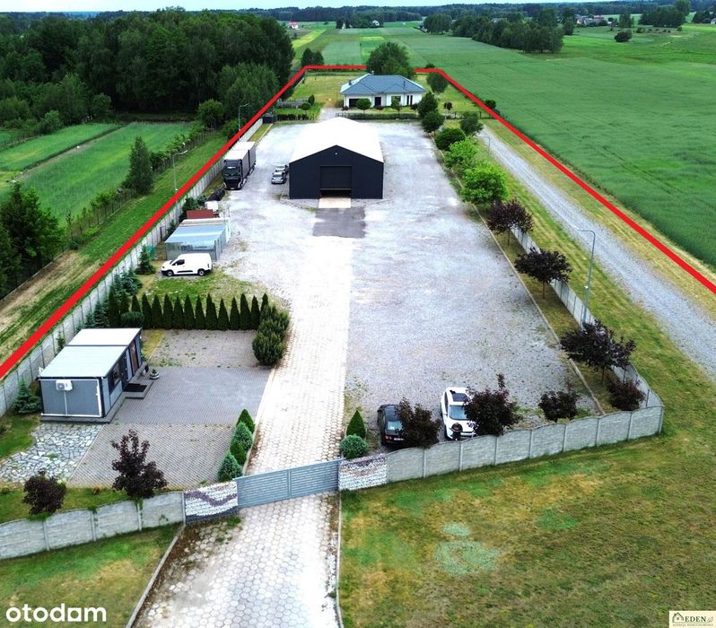 Hala 336 m2 + Dom 221 m2 + działka 1,6 ha w Jedlance przy DK76
