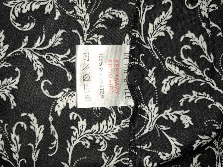 Sukienka letnia z długim rękawem białó czarna roz. M