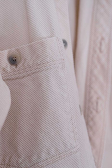 Gruba sztruksowa koszula męska rozmiar M kremowa / ercru