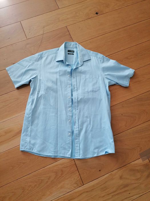 Charles Vögele easy care koszula w paski błękitna 41/42