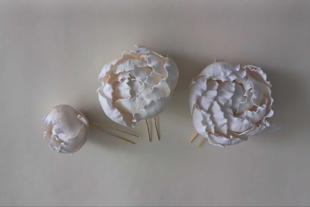 Szpilki do włosów kwiaty piwonie Moon Bird ślub komunia panieński