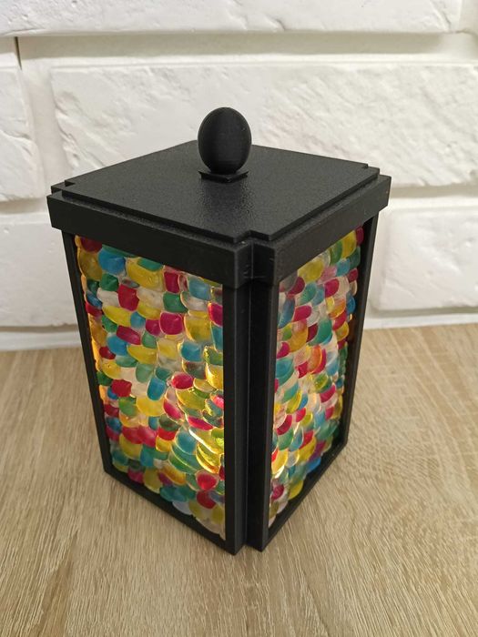 Lampion 3D Znicz unikatowy witraż świetlny żywica