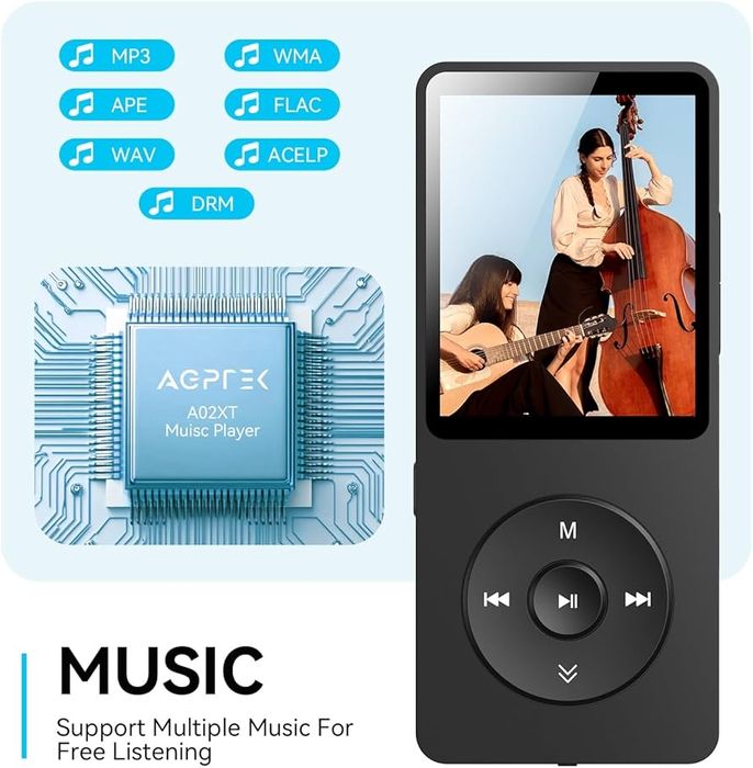 MP3-плеєр AGPTEK A02 з Bluetooth 5.3, портативний музичний плеєр