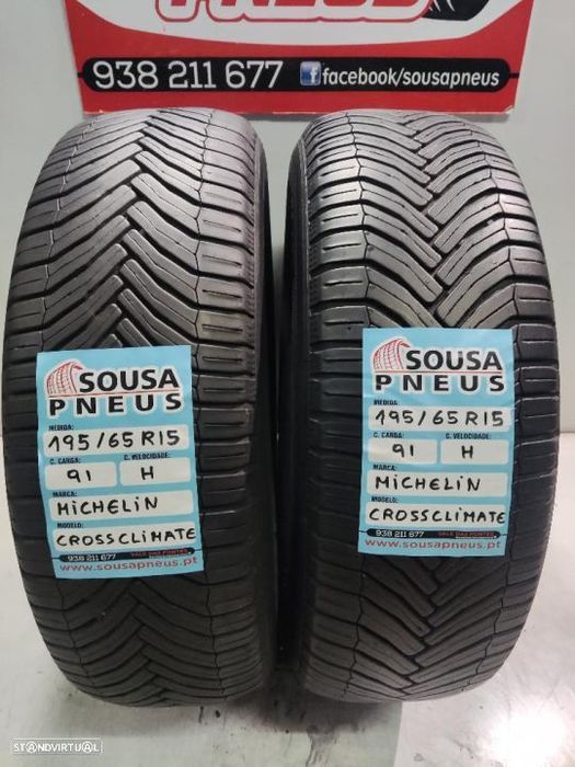 2 pneus semi novos 195-65r15 michelin - oferta dos portes 80 euros