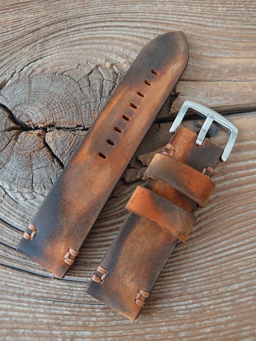 Pasek do zegarka 22 mm ręcznie robiony skóra naturalna handmade