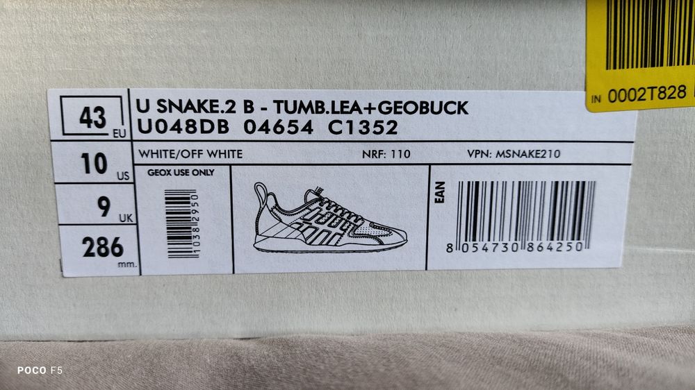 Geox Snake białe skórzane sneakersy rozm 43