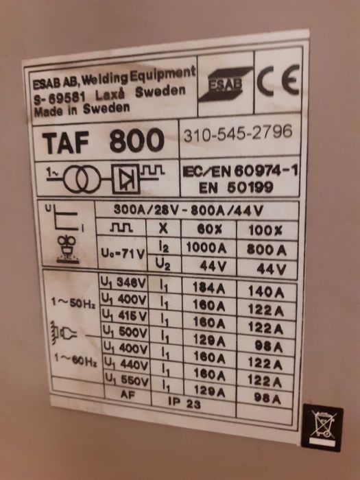 Máquina de soldar ESAB TAF 800 AC