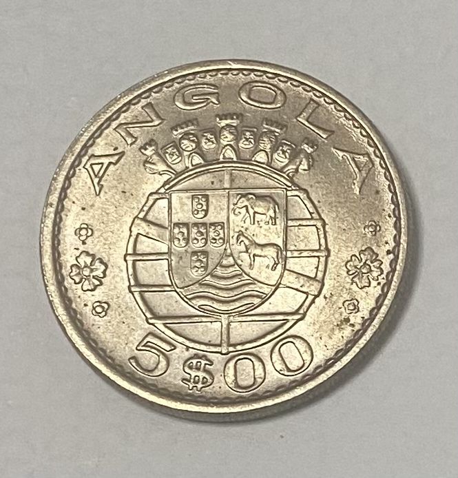 Angolan Coin 5 Escudos 1974 RARE