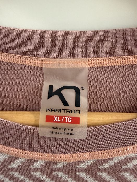 Różowa bluzka termiczna norweski wzór wełna merino Kari Traa XL 42