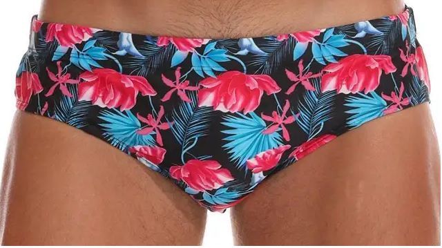 Sexowne Męskie Kąpielówki Kwiaty Slipy z Wkładką Push Up - XL