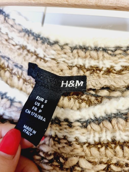 Sweter pleciony w paski 36 H&M bluzka moda zima fashion must have